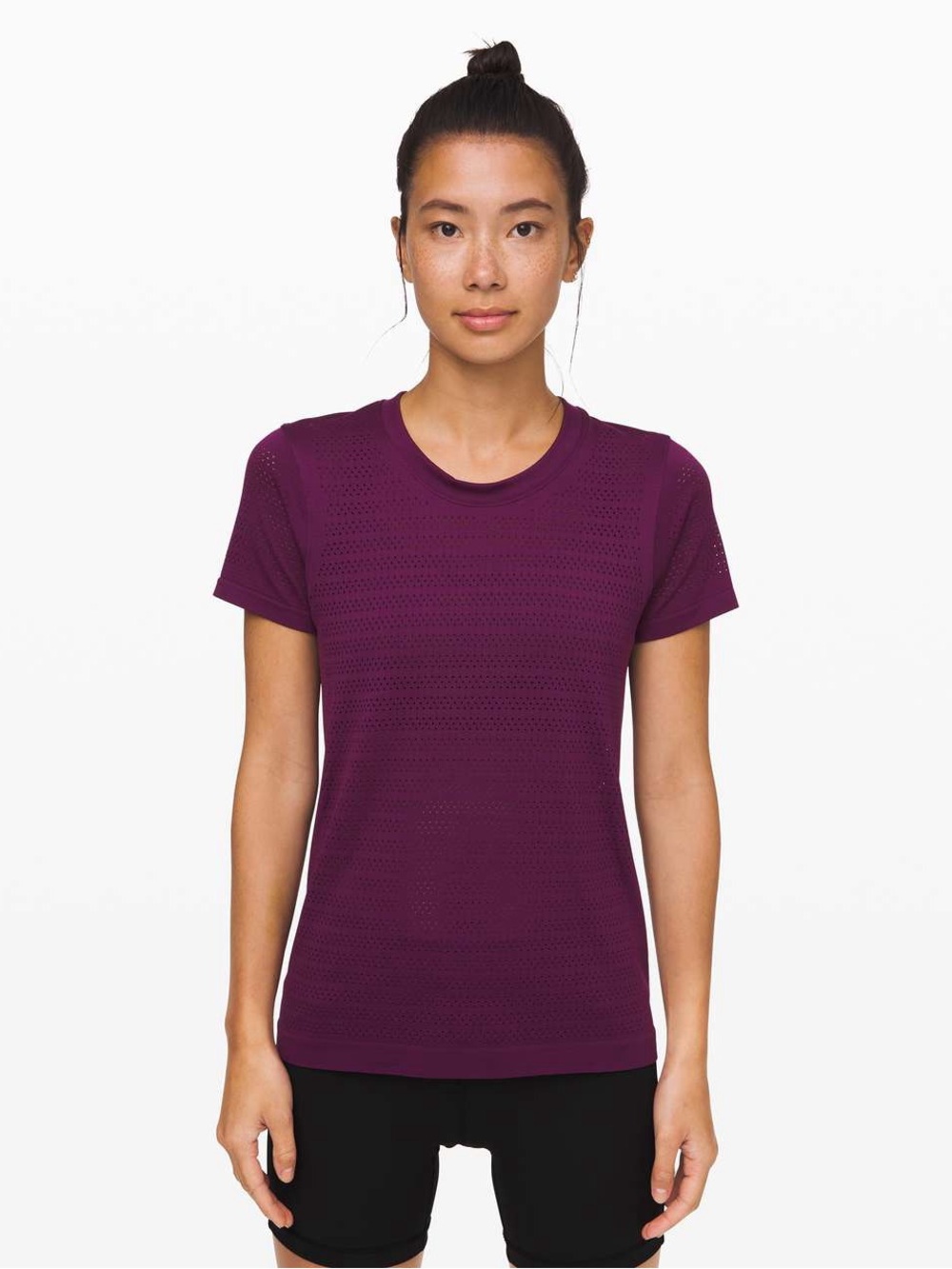 Lululemon Breeze By Short Sleeve Mesh Running Top Plum Magenta Size 4